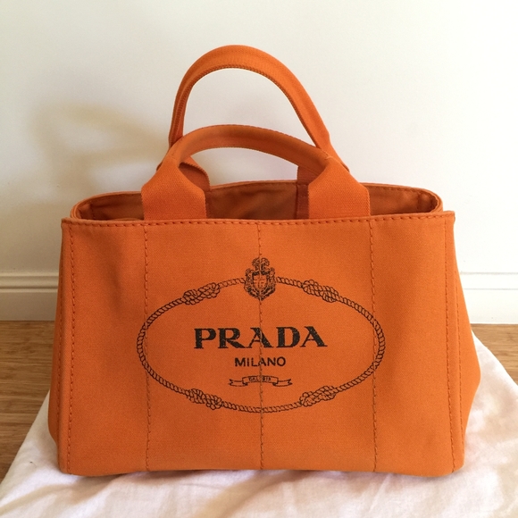 Prada rare orange color canvas tote - Picture 2 of 4